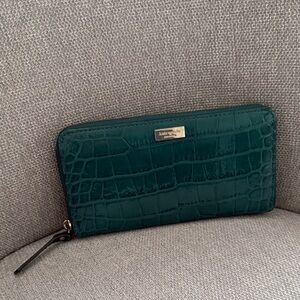 Kate Spade Teal Croc-Embossed Wallet